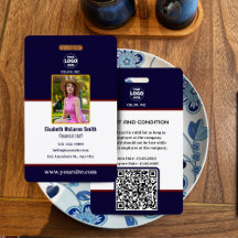Professionell Navy Security Badge: Photo & Company