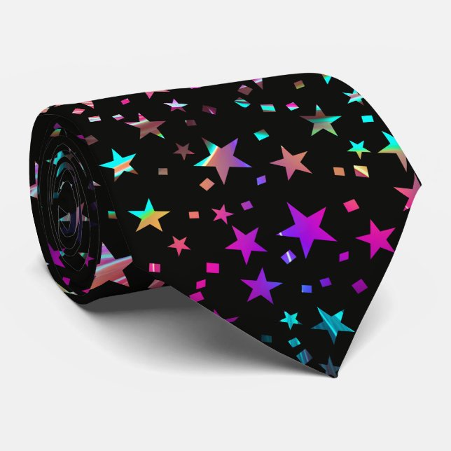 Professionell Neon Rosa Lila Blue Stars Black Slips (Rullad)