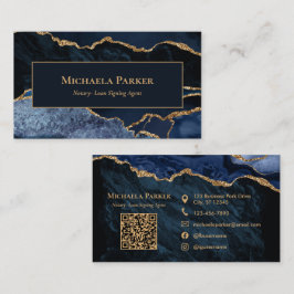 Professionell Notarius Publicus Marinblå Guld QR-k Visitkort