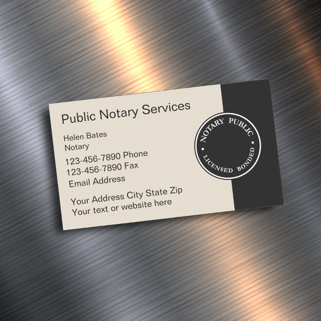 Professionell Notary Public Magnetiska Visitkort (Skapare uppladdad)
