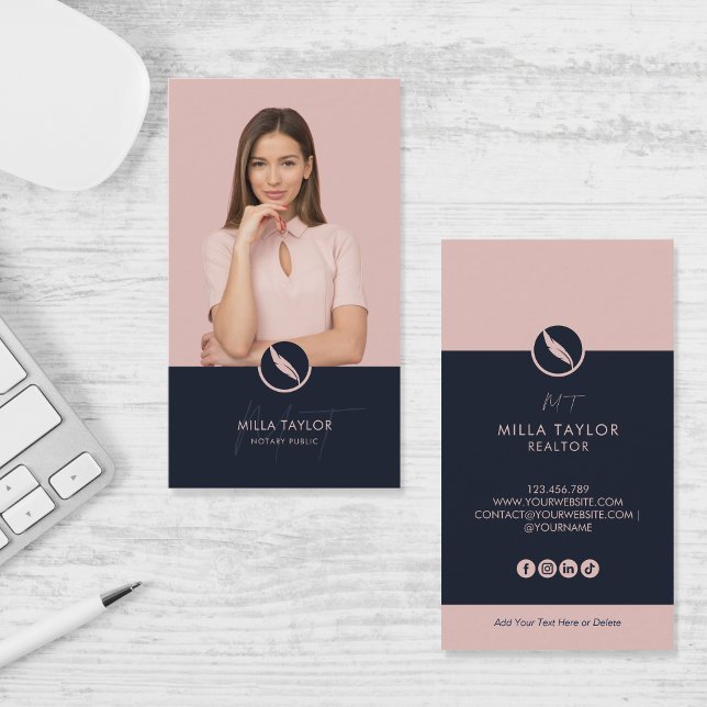 Professionell Notary Public Monogram Photo Visitkort (Skapare uppladdad)