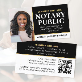Professionell Notary Public Photo QR Code Black Visitkort