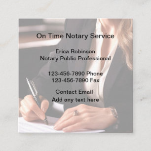 Professionell Notary Public Service Affärskorts Fyrkantigt Visitkort