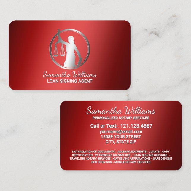 Professionell Notary Public Visitkort (Fram/baksida)