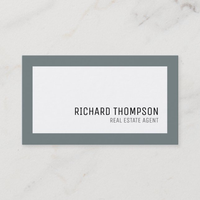Professionell och Elegant, Grått Gräns, minimala Visitkort (Framsida)