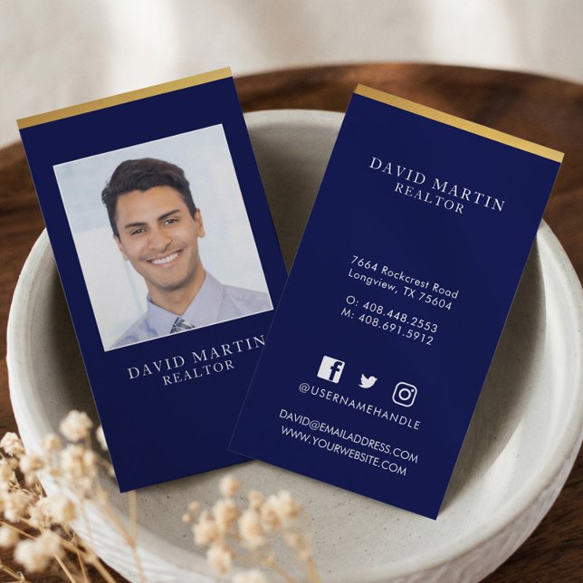 Professionell och minimalt äkta Gods Agent-foto Visitkort (Minimal Professional Luxury Real Estate Photo Business Card)
