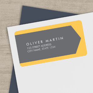 Professionell- och modernt ljus-Orange- och Grått- Adressetikett