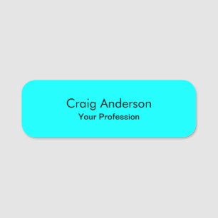 Professionell Oformaterad modern Elegant Cyan Blue Namnbricka