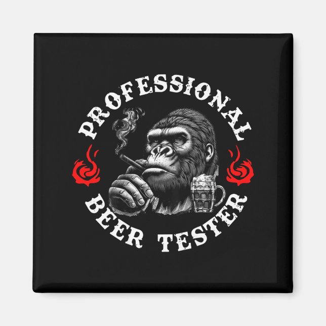 Professionell öltestare Rollig drickande apa Quo Magnet (Framsidan)