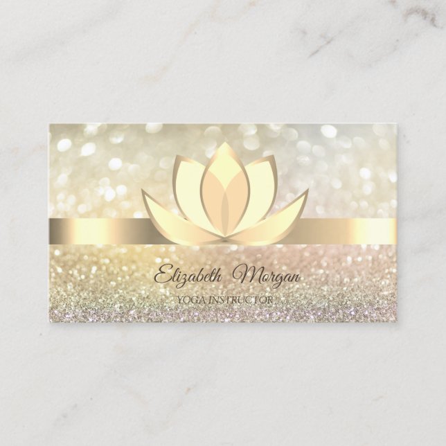 Professionell Ombre Bokeh Guld,Lotus Yoga Visitkort (Framsida)
