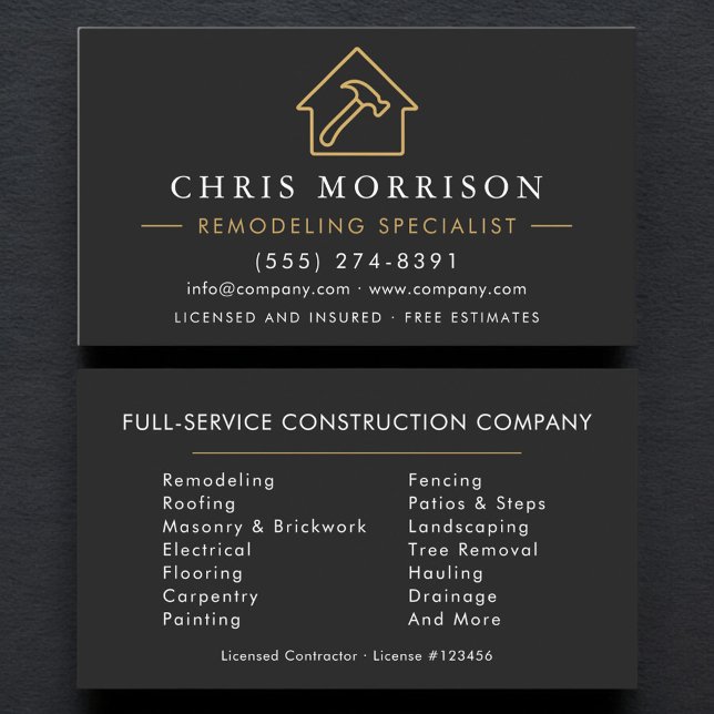 Professionell ombyggnadsspecialist konstruktion visitkort (Skapare uppladdad)