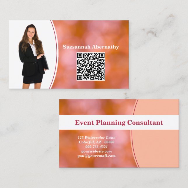 Professionell Orange bokeh Oskärpa Anpassningsbar  Visitkort (Fram/baksida)