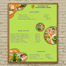 Professionell Orange Lila Grönt Vegan Food Menu