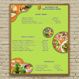 Professionell Orange Lila Grönt Vegan Food Menu Poster