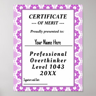 Professionell övertänkare certifikattilldelning poster