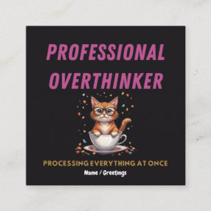Professionell Övertänkare Rolig Katt Humor  Fyrkantigt Visitkort