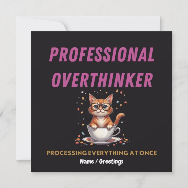 Professionell Övertänkare Rolig Katt Humor  Inbjudningar (Framsida)
