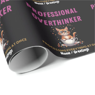 Professionell Övertänkare Rolig Katt Humor Presentpapper