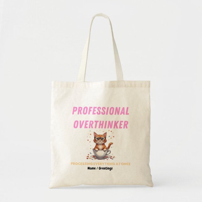 Professionell Övertänkare Rolig Katt Humor  Tygkasse (Framsidan)