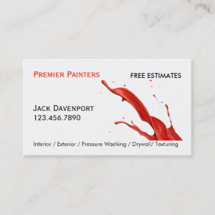 Professionell Painter för enkel röd Stänk Visitkort