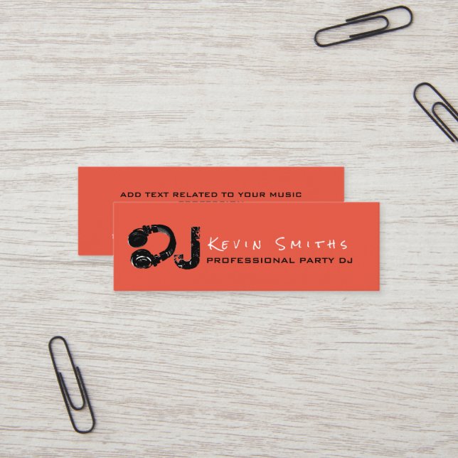 Professionell Party DJ Music Deejay Mini Visitkort (Fram/Back In Situ)