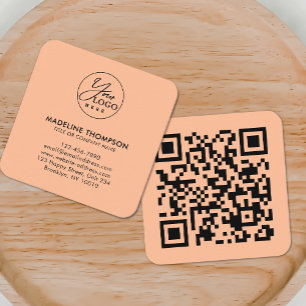 Professionell Peach Generic Company Logotyp QR-kod Fyrkantigt Visitkort