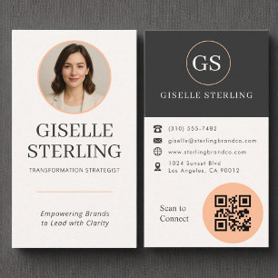Professionell Peach-Orangens fotoQR-kod Visitkort