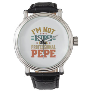 Professionell Pepe-pensionering Vintage-typografi Armbandsur