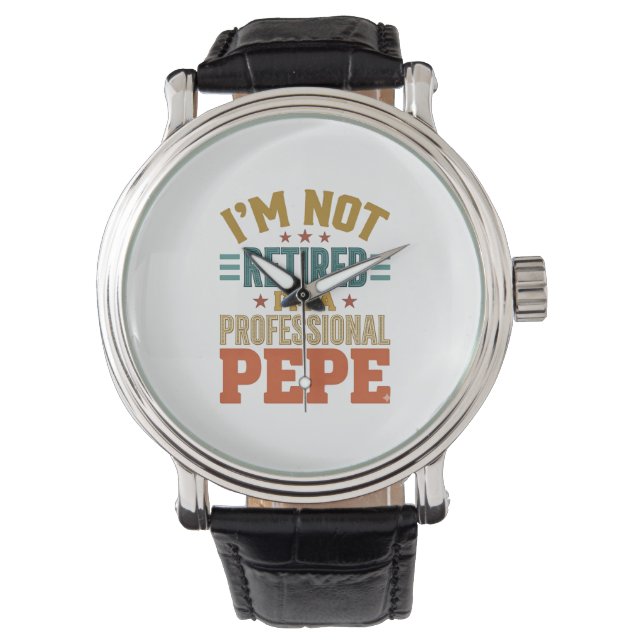 Professionell Pepe-pensionering Vintage-typografi  Armbandsur (Framsida)