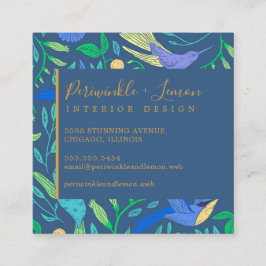 Professionell Periwinkle Hummingbird Blommigt Squa Fyrkantigt Visitkort