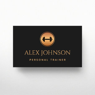 Professionell Personal Trainer Guld Dumbbell Black Visitkort