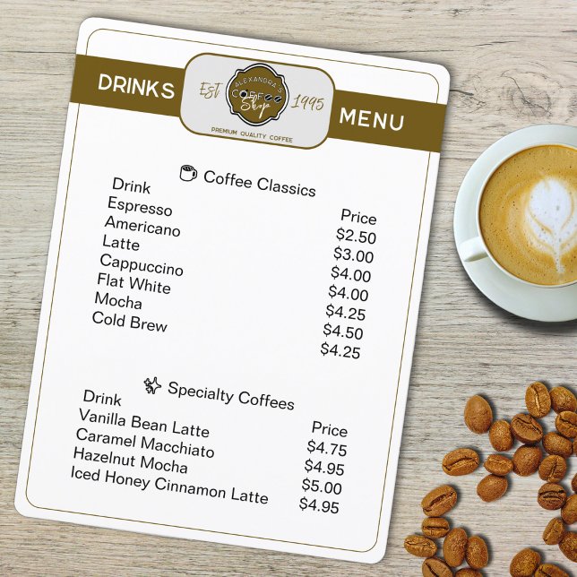 Professionell Personlig Dryckesmeny för Kaffebutik Meny (Skapare uppladdad)