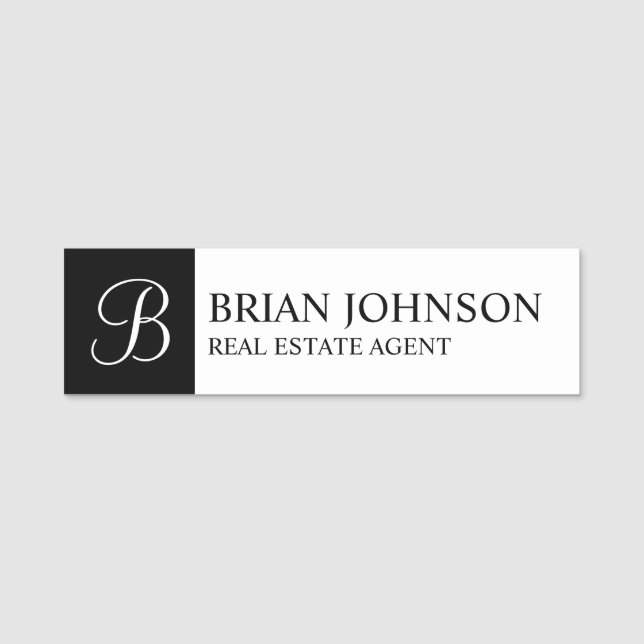Professionell Personlig Monogram och Namn bricka Namnbricka (Framsida)