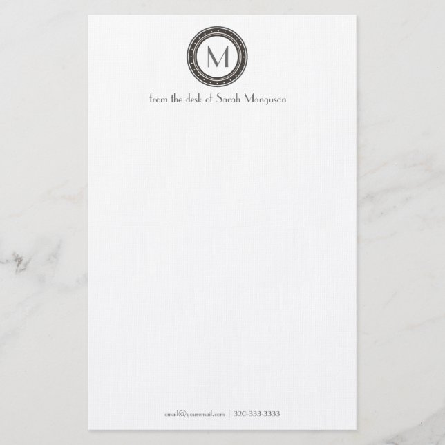 Professionell Personlig Monogram Stationery Brevpapper (Framsida)