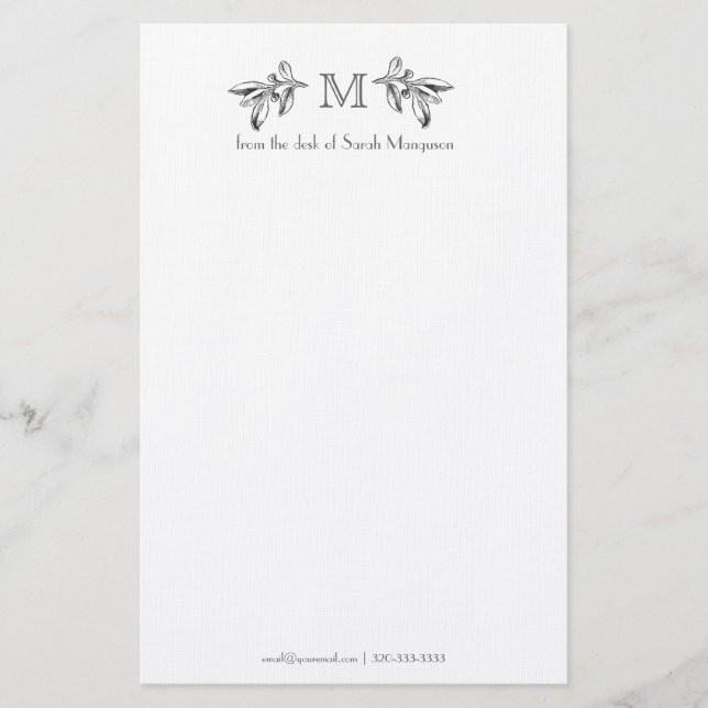 Professionell Personlig Monogram Stationery Brevpapper (Framsida)