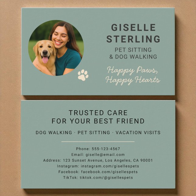 Professionell Pet Sitta och Hund Walking Minimum Visitkort (Skapare uppladdad)
