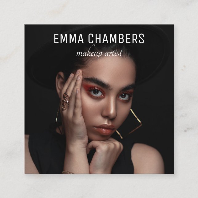 Professionell Photo Makeup Artist Fyrkantigt Visitkort (Framsida)