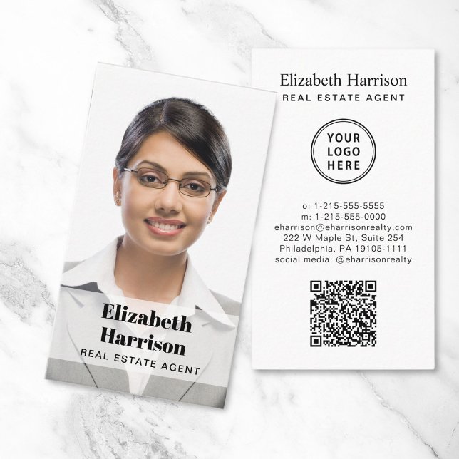 Professionell Photo QR-Logotyp i Gods Visitkort (Make a lasting impression with this modern business card featuring your photo and scannable QR code)