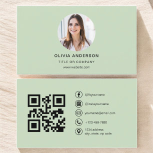Professionell Photo Sage Grönt QR Code Social Medi Visitkort