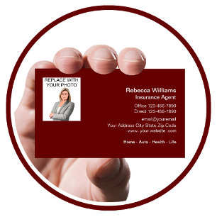 Professionell Photo Template Insurance Agent Visitkort