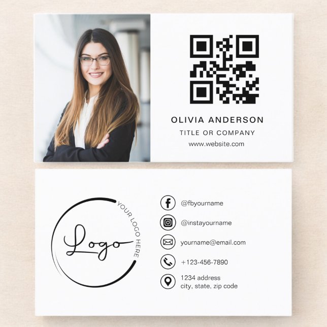 Professionell Photo White QR Code Social Media Visitkort (Skapare uppladdad)
