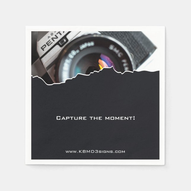 Professionell Photograf Anpassningsbar Photo Black Pappersservett (Framsidan)