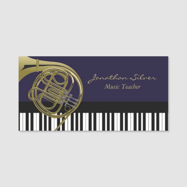 Professionell Piano Fransk Horn Music Lärare Namnbricka (Framsida)