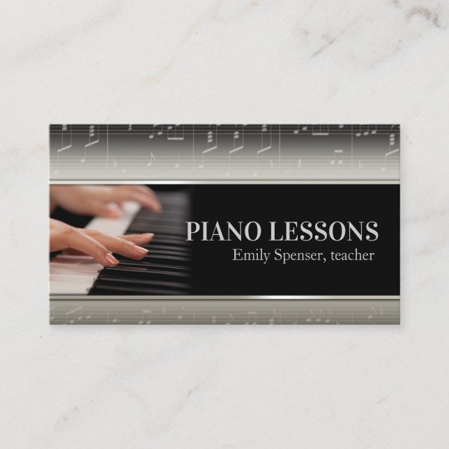 Professionell Piano Music Teacher Card Visitkort (Framsida)