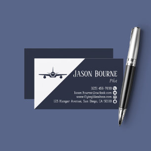 Professionell Pilot Aviation Company Navy Blue Visitkort
