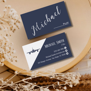 Professionell Pilot Company Navy Blue Aviation Visitkort