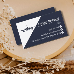 Professionell Pilot Company Navy Blue Aviation Visitkort