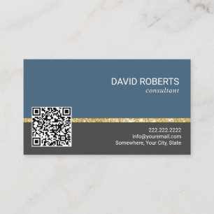 Professionell Plain Blue & Grått QR Code Consulta Visitkort