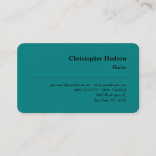 Professionell Plain Realtor Real Gods Teal Blue Visitkort