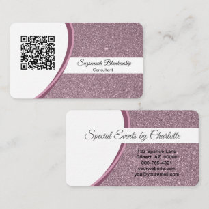 Professionell Plum Glitter QR-kodmall Visitkort